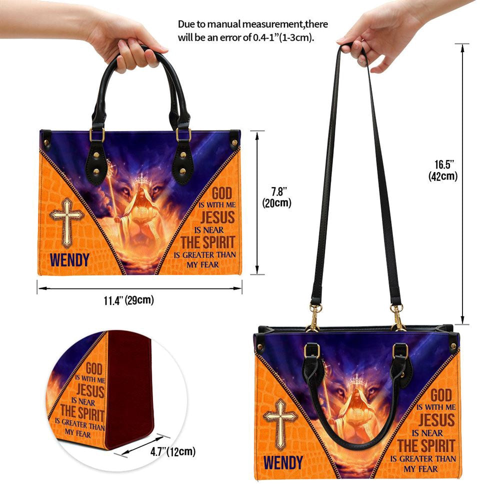 Christian Handbags, Personalized The Spirit Is Greater Than My Fear Leather Handbag, Religious Bag, Christian Bag