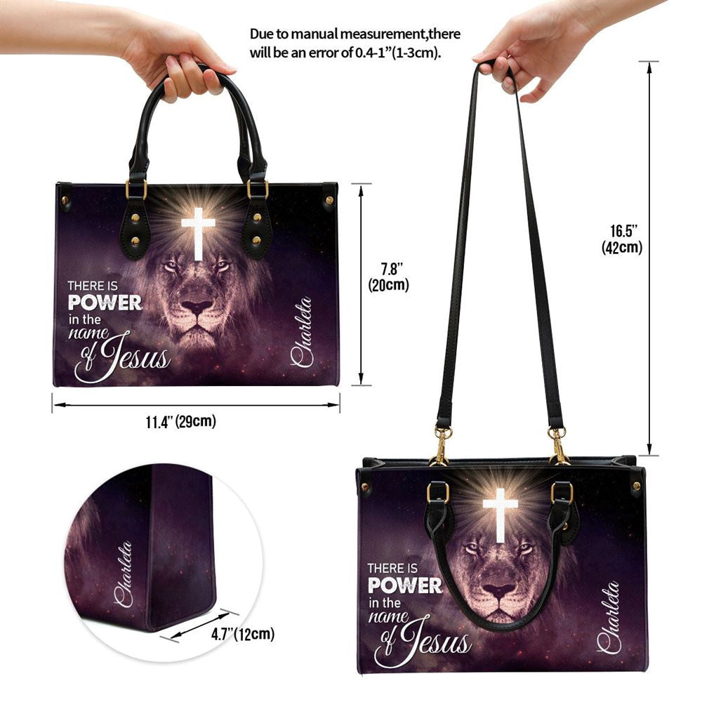 Christian Handbags, Personalized There Is Power In The Name Of Jesus Beautiful Leather Handbag, Religious Bag, Christian Bag
