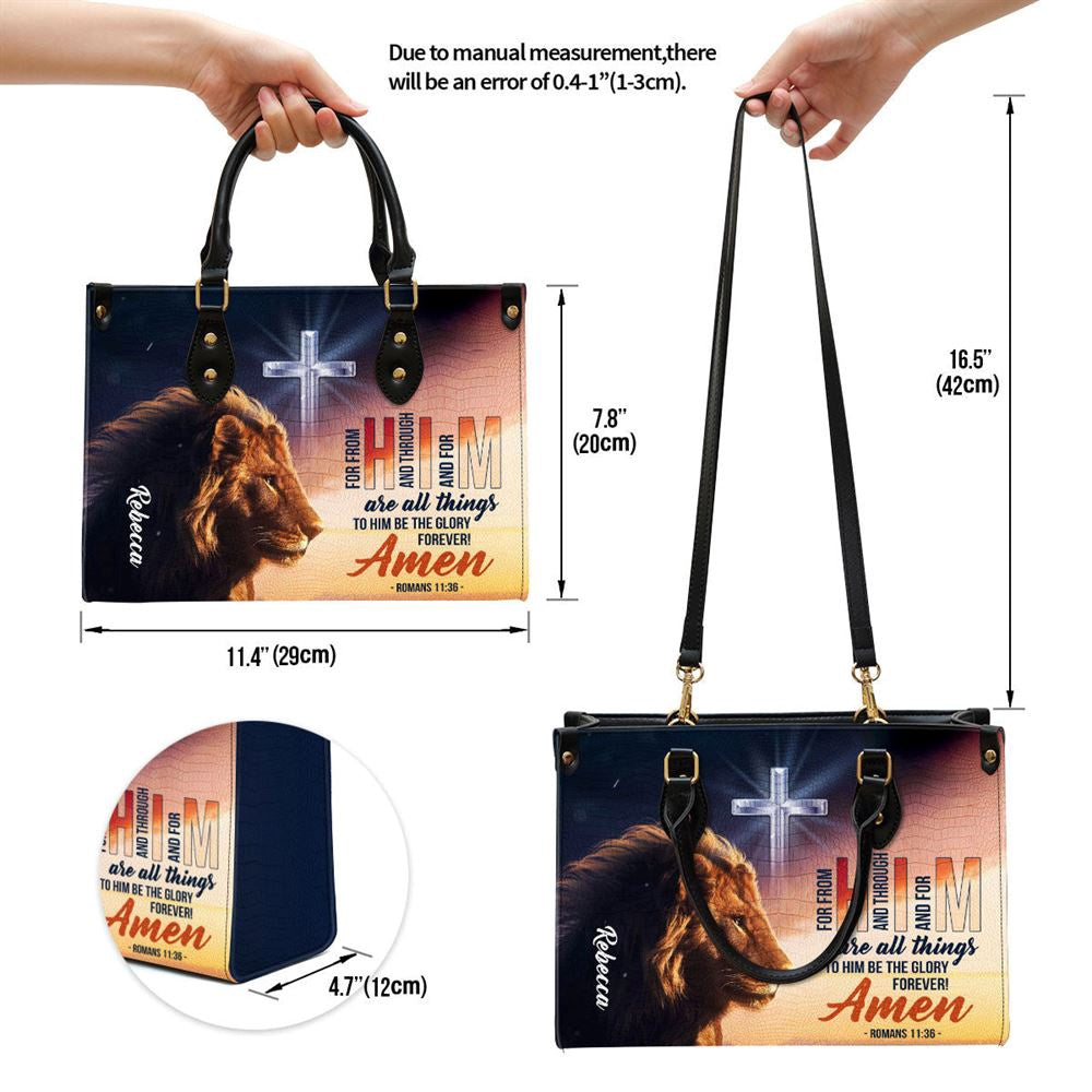 Christian Handbags, Personalized To Him Be The Glory Forever Leather Handbag, Religious Bag, Christian Bag