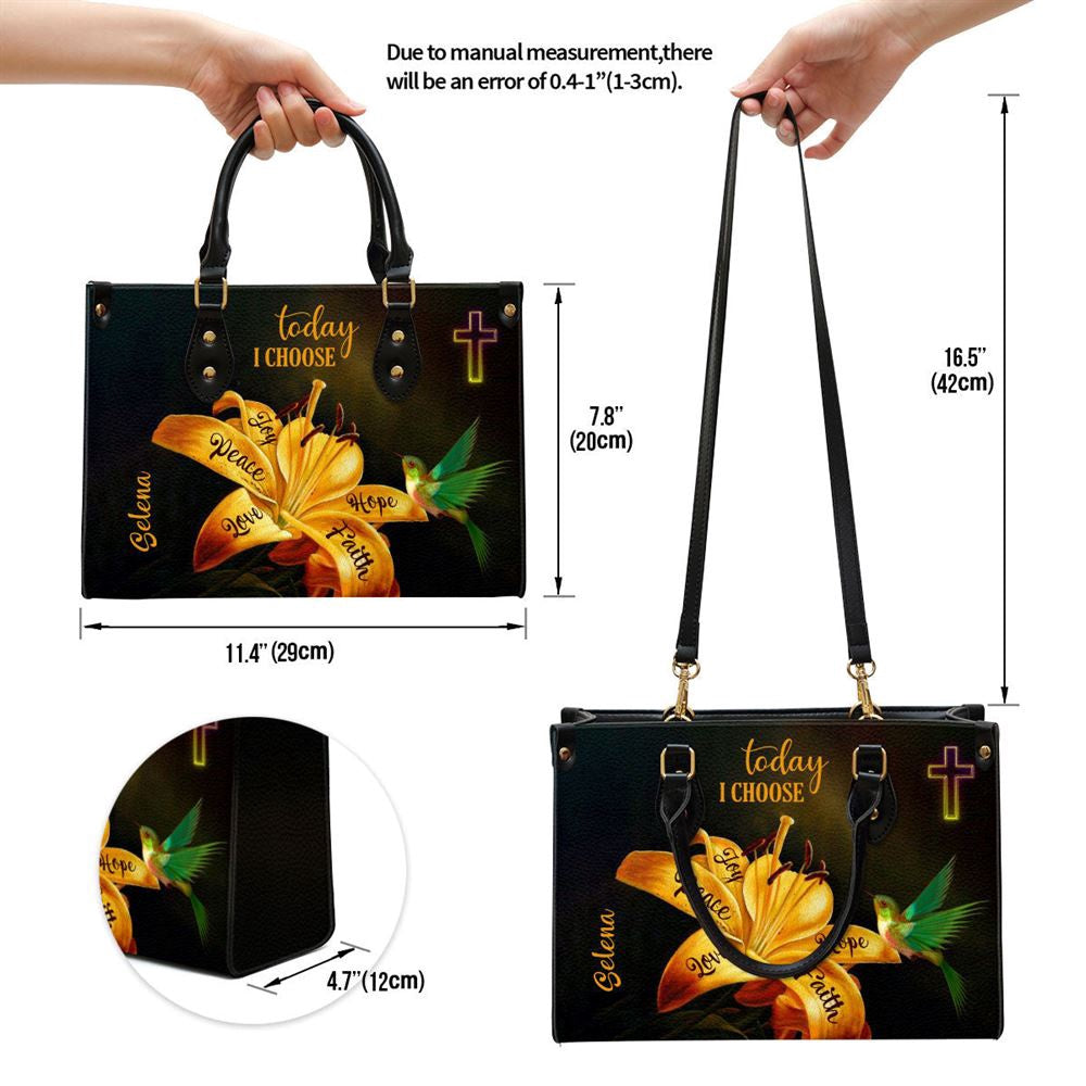 Christian Handbags, Personalized Today I Choose Joy Beautiful Cross Leather Handbag, Religious Bag, Christian Bag