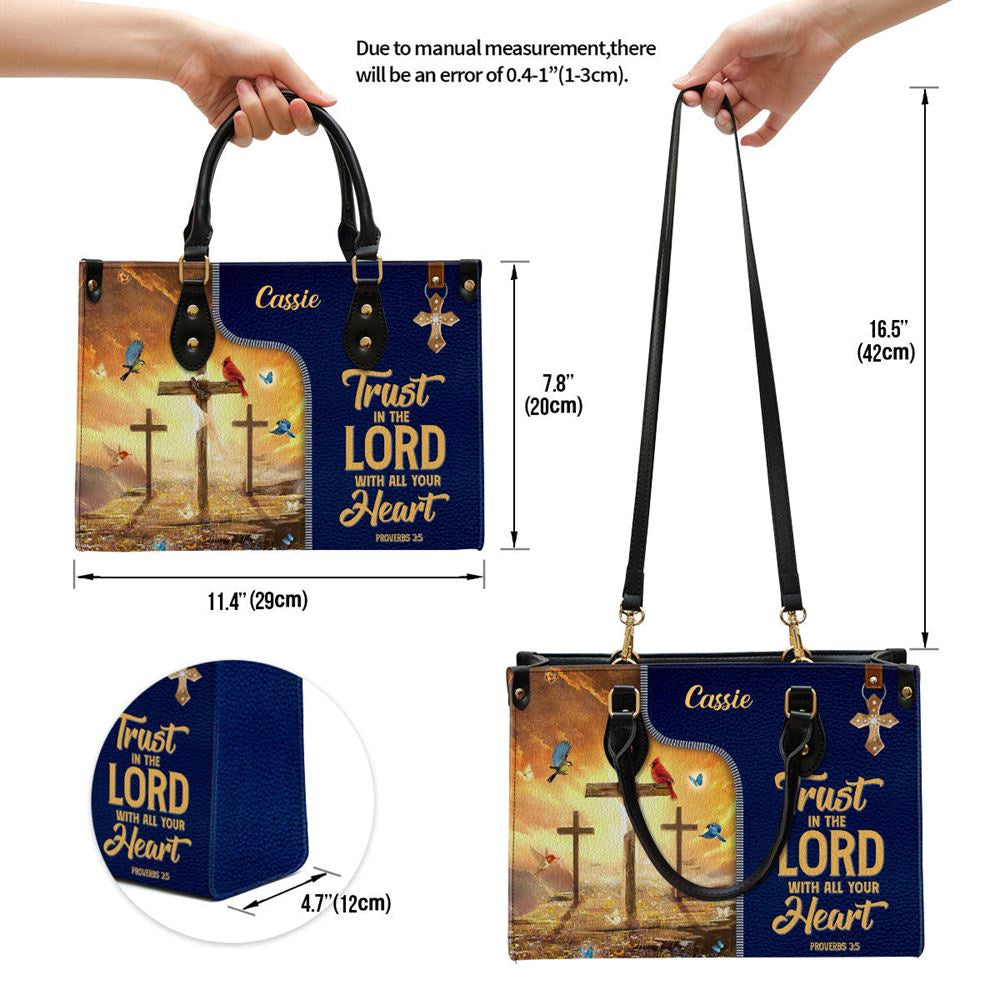 Christian Handbags, Personalized Trust In The Lord With All Your Heart Awesome Leather Handbag, Religious Bag, Christian Bag