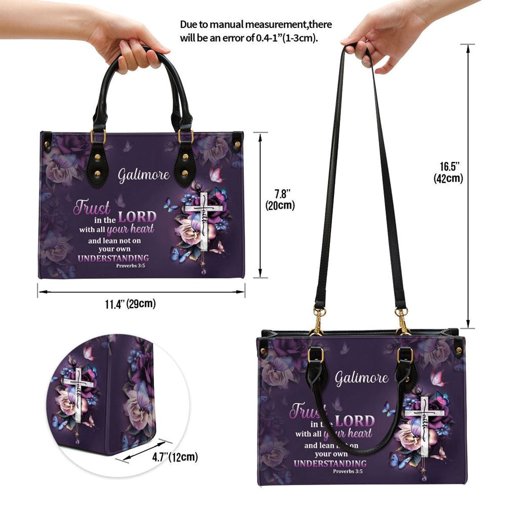 Christian Handbags, Personalized Trust In The Lord With All Your Heart Leather Handbag, Religious Bag, Christian Bag