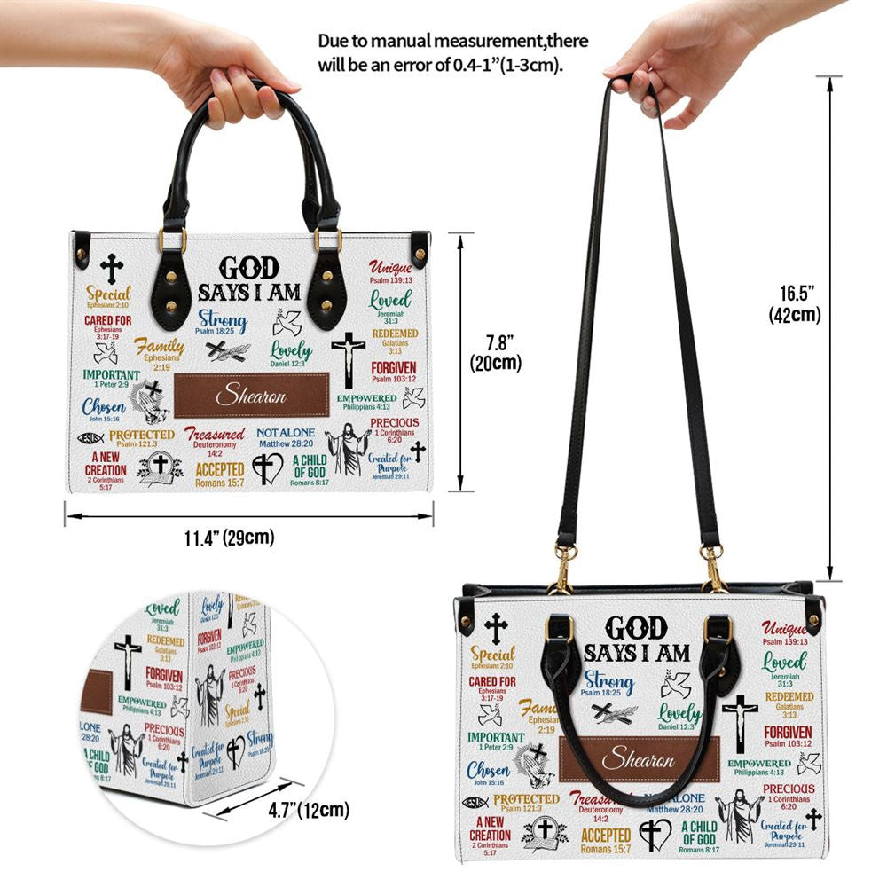Christian Handbags, Personalized What God Says About You Leather Handbag, Religious Bag, Christian Bag