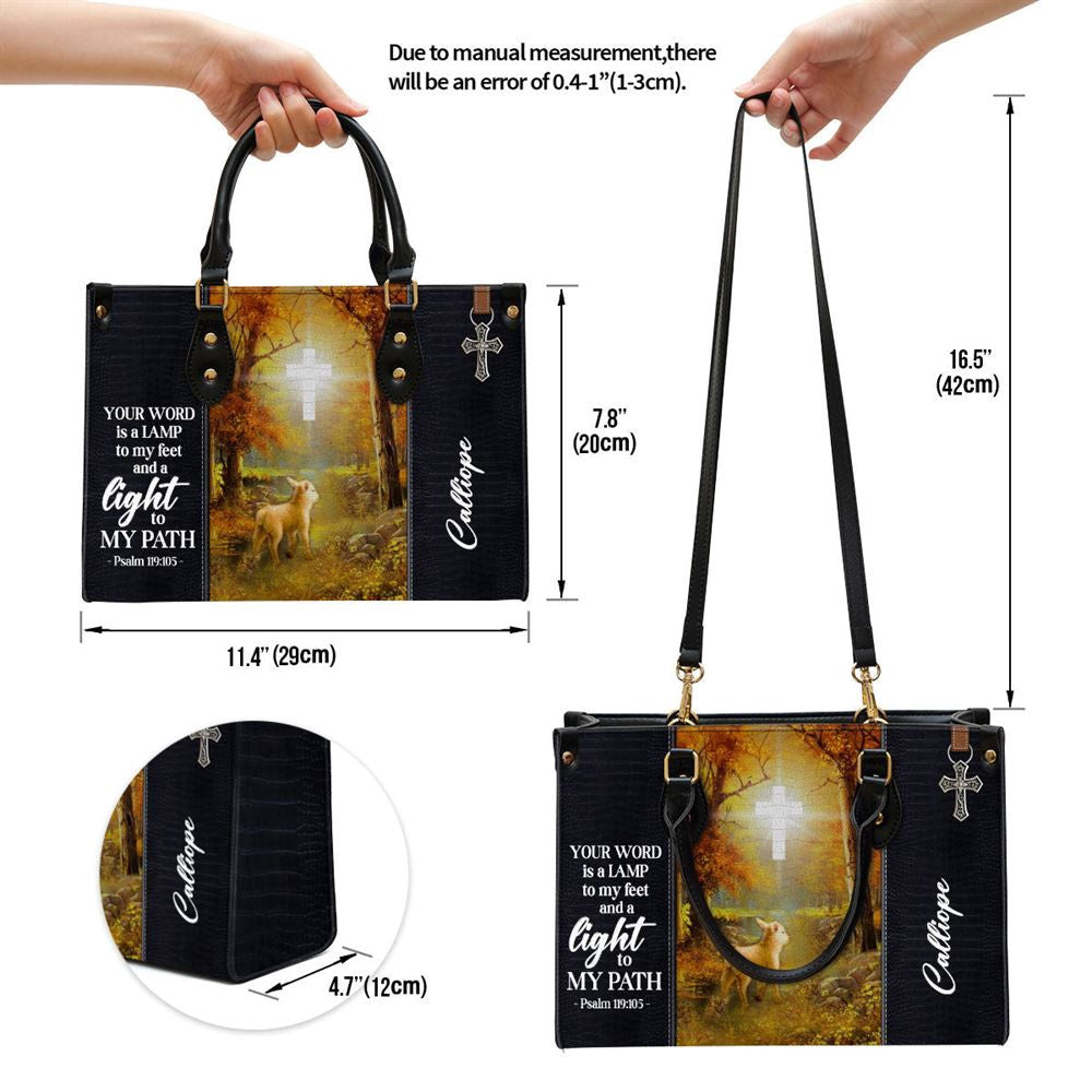 Christian Handbags, Personalized Your Word Is A Lamp To My Feet And A Light To My Path Leather Handbag, Religious Bag, Christian Bag