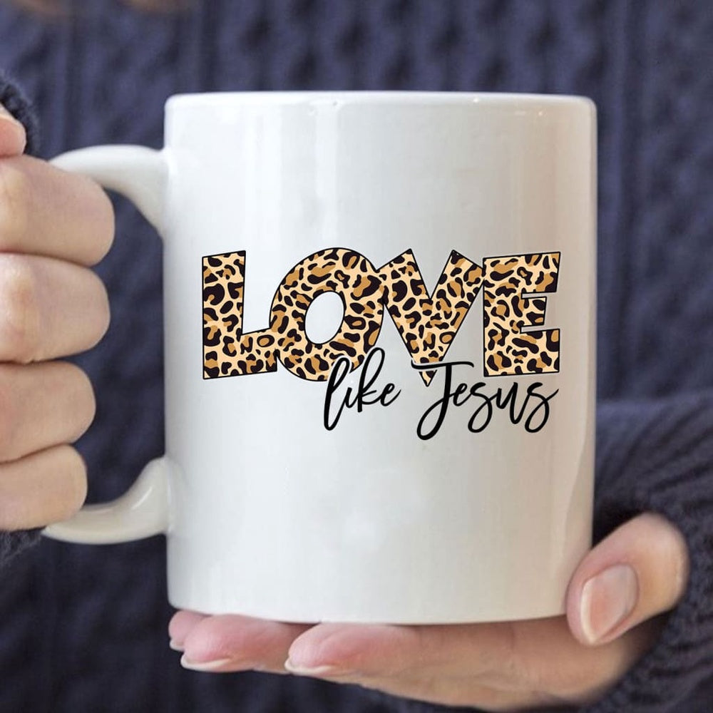 Christian Mug, Love Like Jesus, Leopard Christian Coffee Mug, Religious Coffee Mugs, Scripture Coffee Mugs