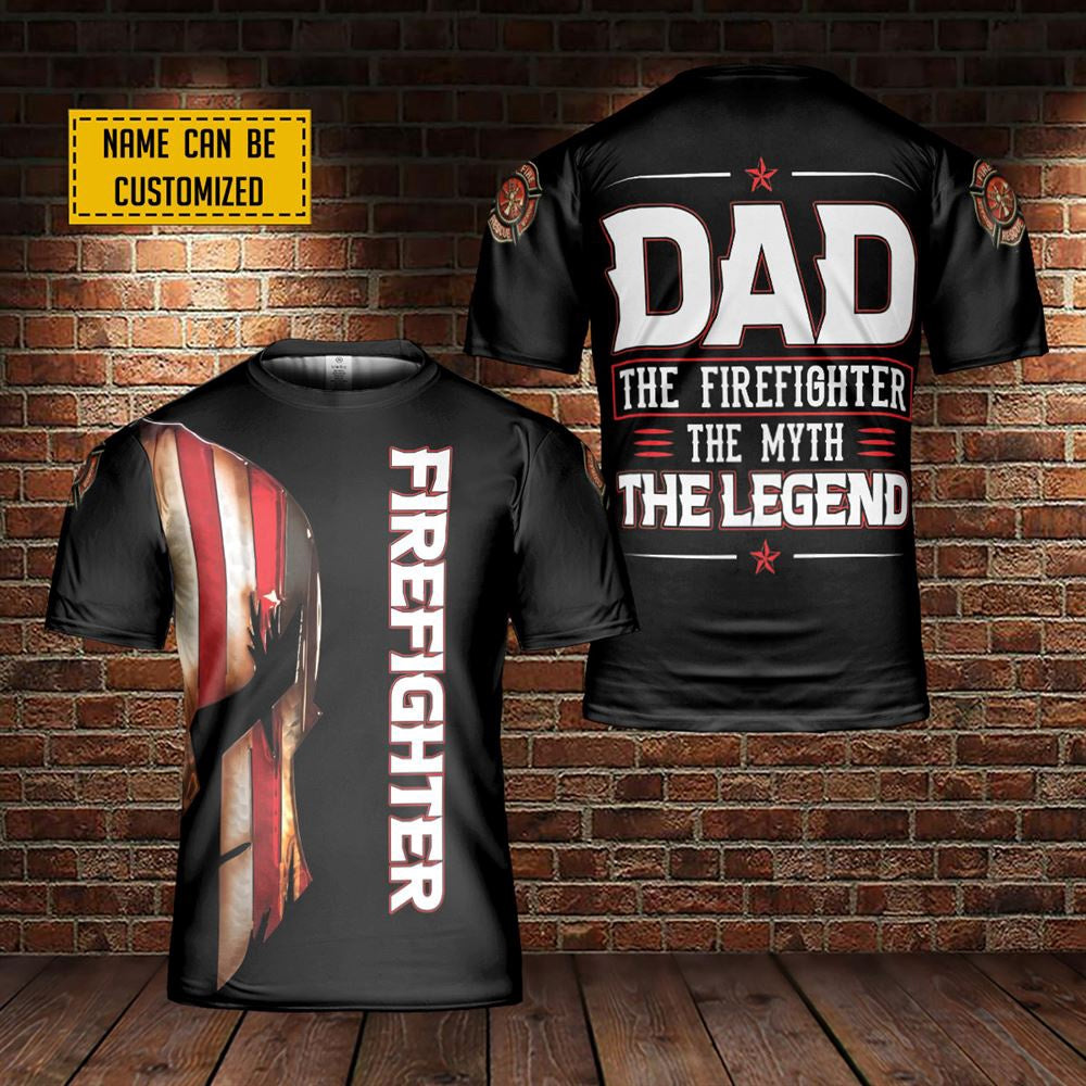 Christian T Shirt, Custom Name American Firefighter 3D T-Shirt, Religious Shirts