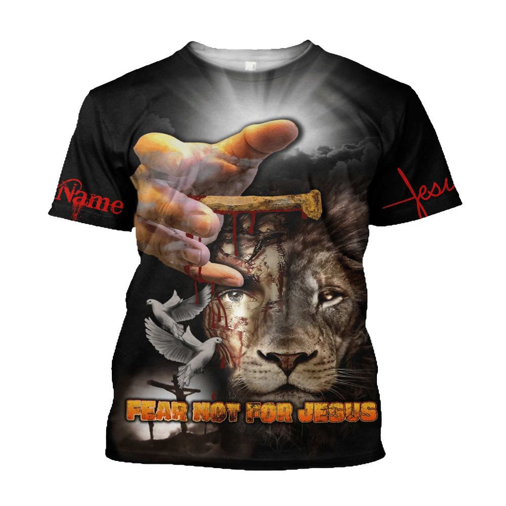 Christian T Shirt, Fear Not For Jesus Lion Customized 3D T-Shirt, Religious Shirts