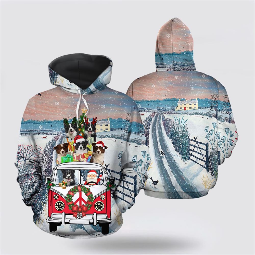 Christmas 3D Hoodie, Border Collie Santa Christmas All Over Print 3D Hoodie