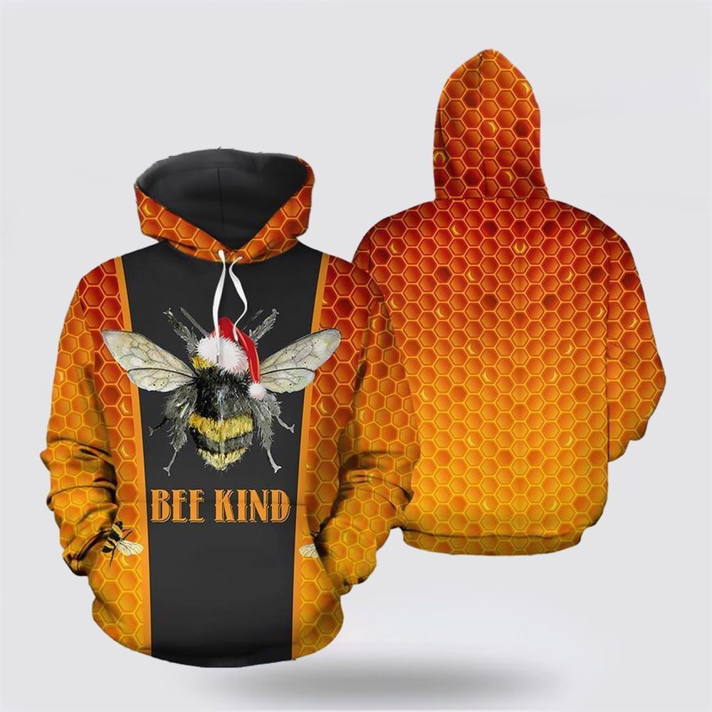 Christmas 3D Hoodie, Christmas Bee Kind Tie Dye All Over Print 3D Hoodie