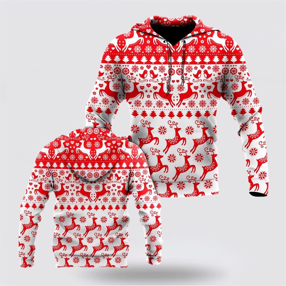 Christmas 3D Hoodie, Deer Happy Christmas All Over Print 3D Hoodie