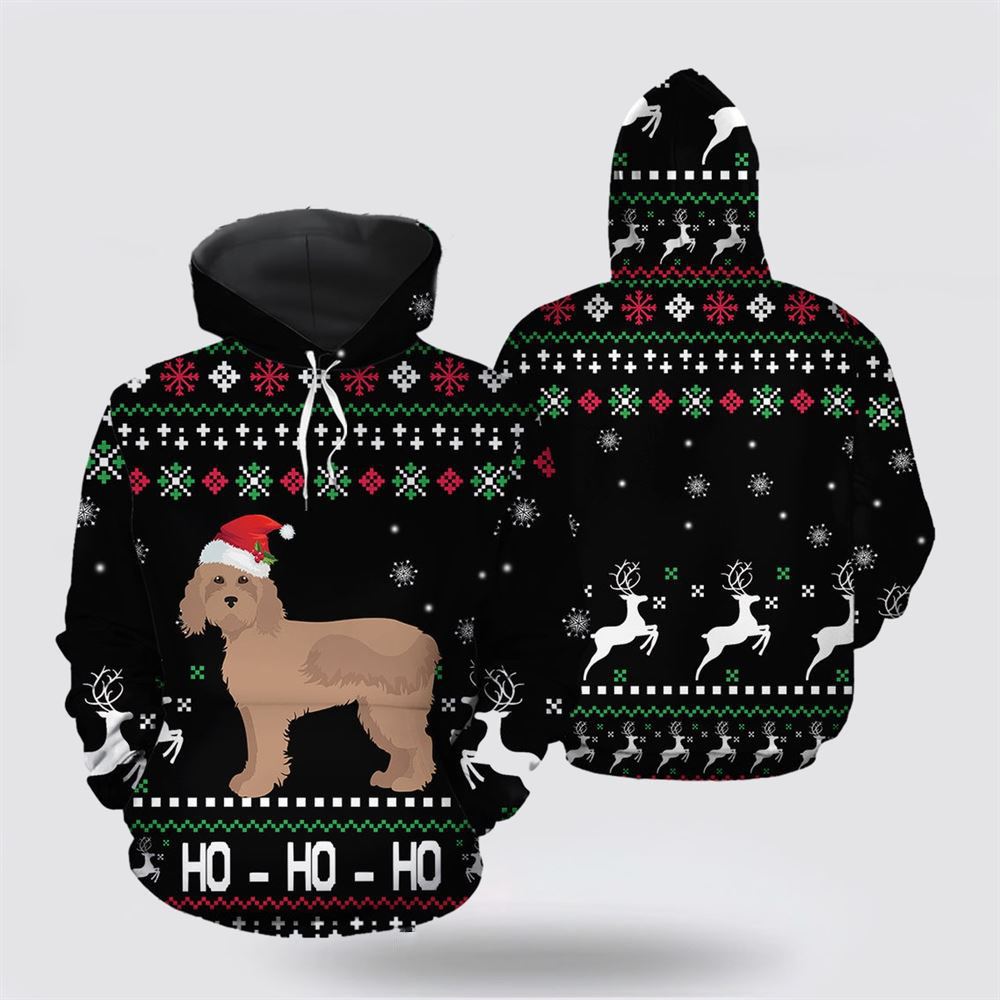 Christmas 3D Hoodie, Goldendoodle Hohoho All Over Print 3D Hoodie