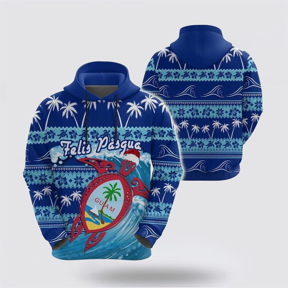 Christmas 3D Hoodie, Guam Christmas Go To The Beach All Over Print 3D Hoodie