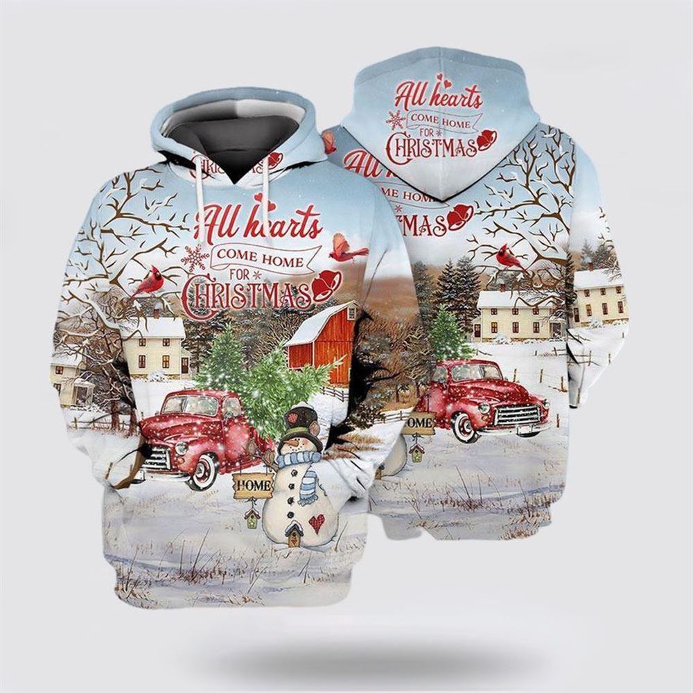 Christmas 3D Hoodie, Heart Come Home For Christmas All Over Print 3D Hoodie