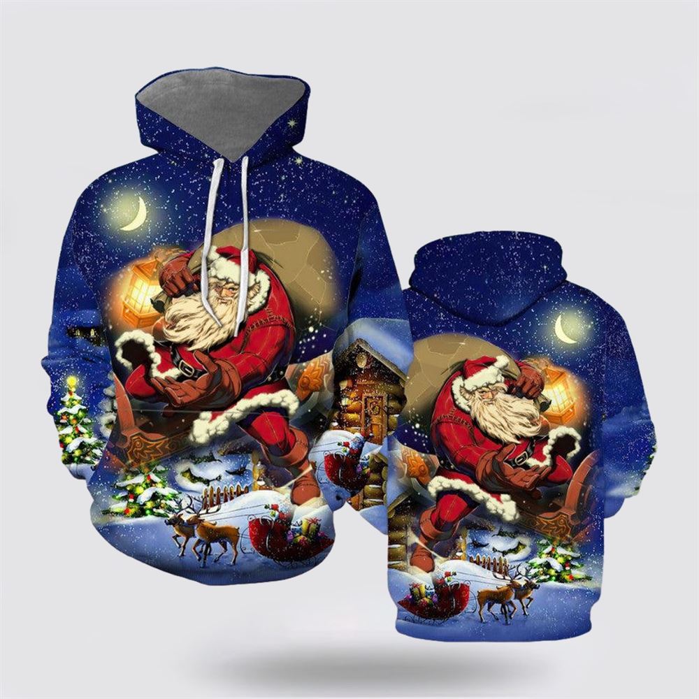 Christmas 3D Hoodie, Merry Christmas Santa All Over Print 3D Hoodie