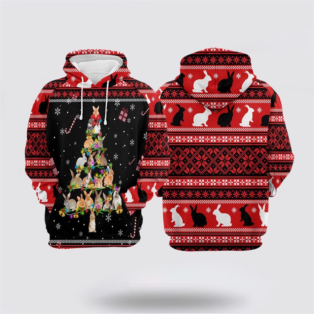 Christmas 3D Hoodie, Rabbit Pine Christmas All Over Print 3D Hoodie