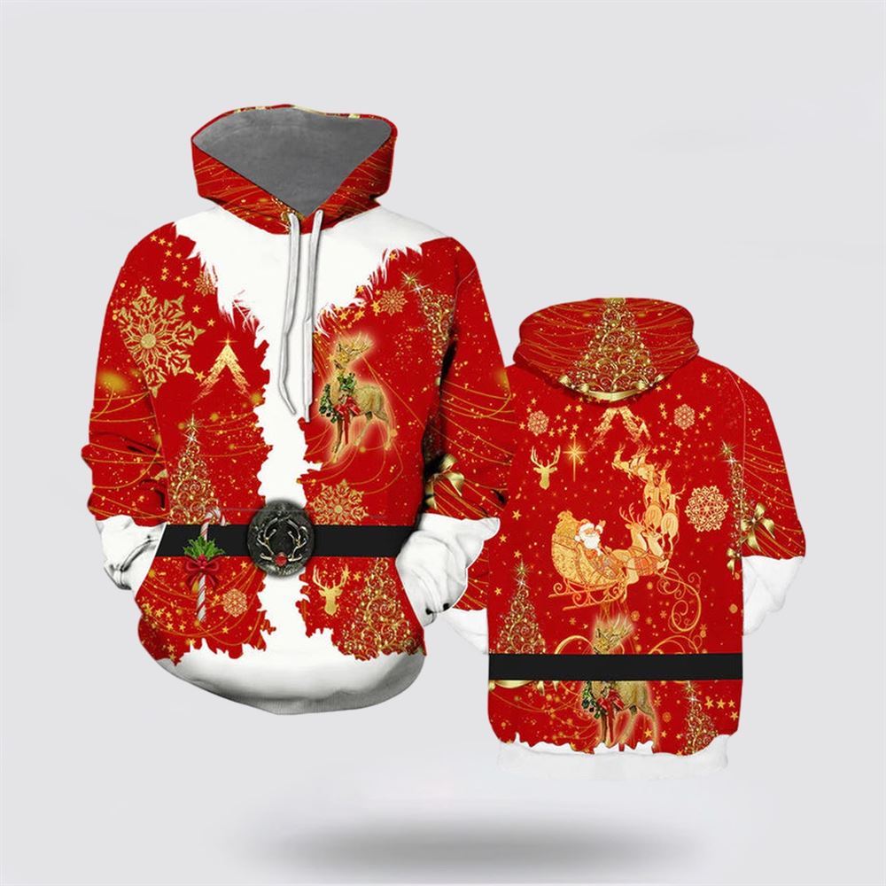 Christmas 3D Hoodie, Santa Claus Costume for Christmas Cool All Over Print 3D Hoodie