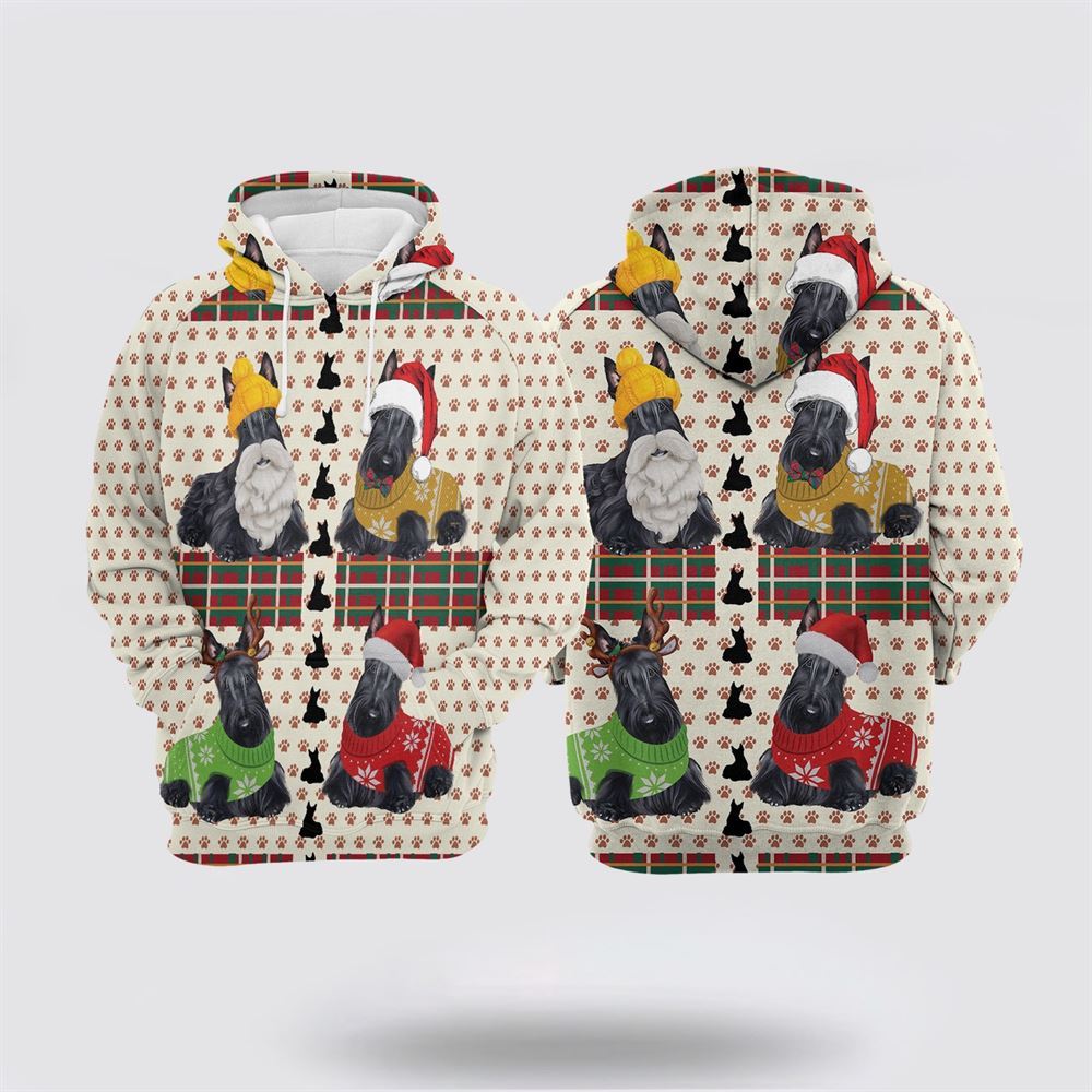 Christmas 3D Hoodie, Scottish Terrier Christmas All Over Print 3D Hoodie