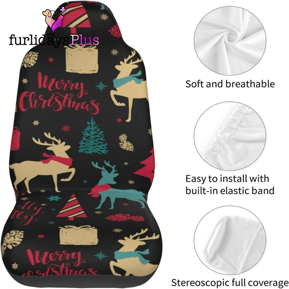 Christmas Car Seat Covers, Christmas Reindeer Car Seat Covers Vehicle Front Seat Covers