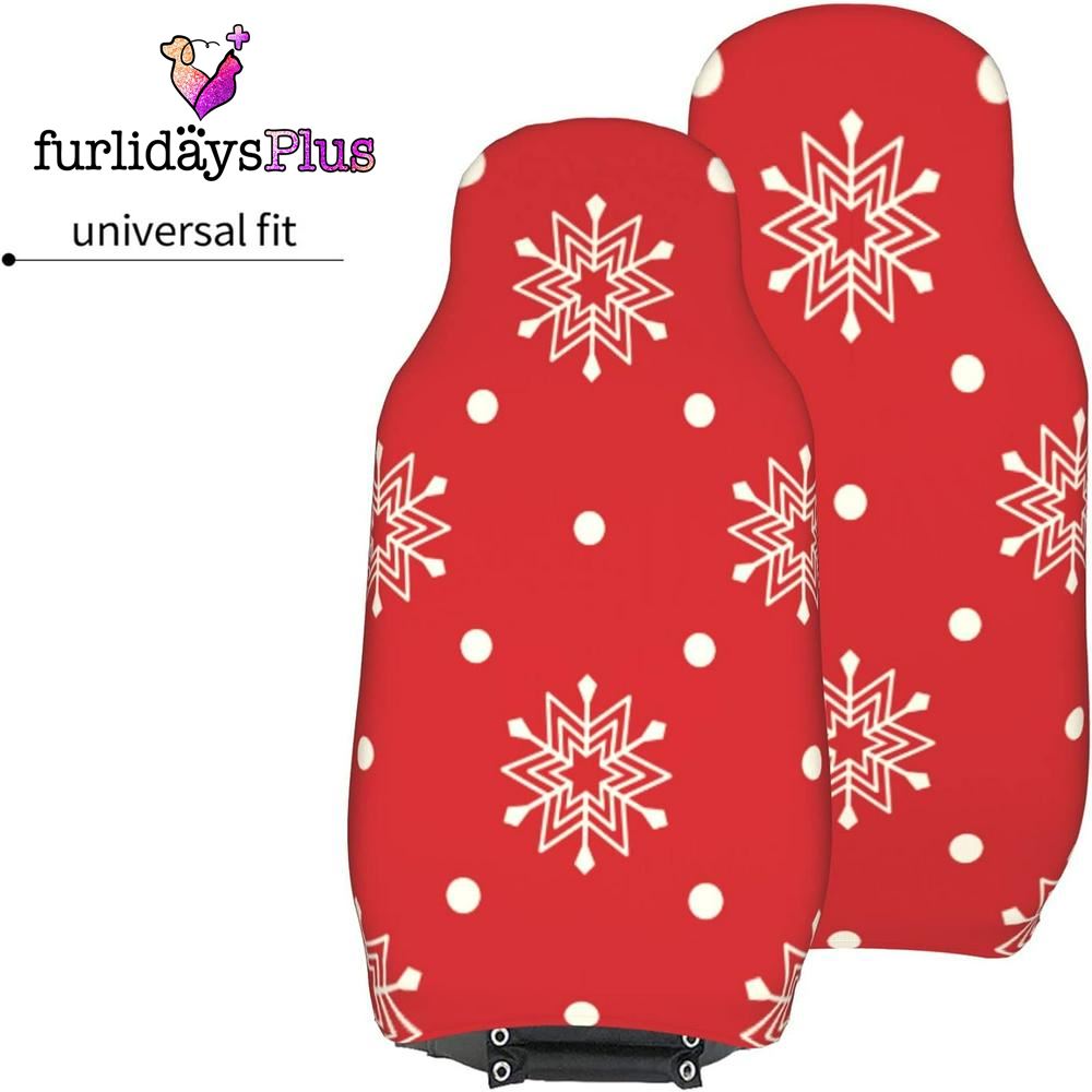 Christmas Car Seat Covers, Christmas White Snowflakes Car Seat Covers Vehicle Front Seat Covers