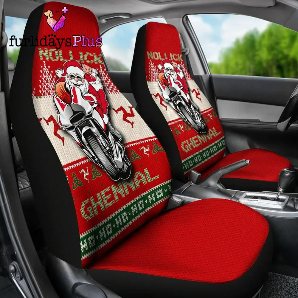 Christmas Car Seat Covers, Isle Of Man Celtic Christmas Car Seat Covers Manx Santa Ugly Christmas