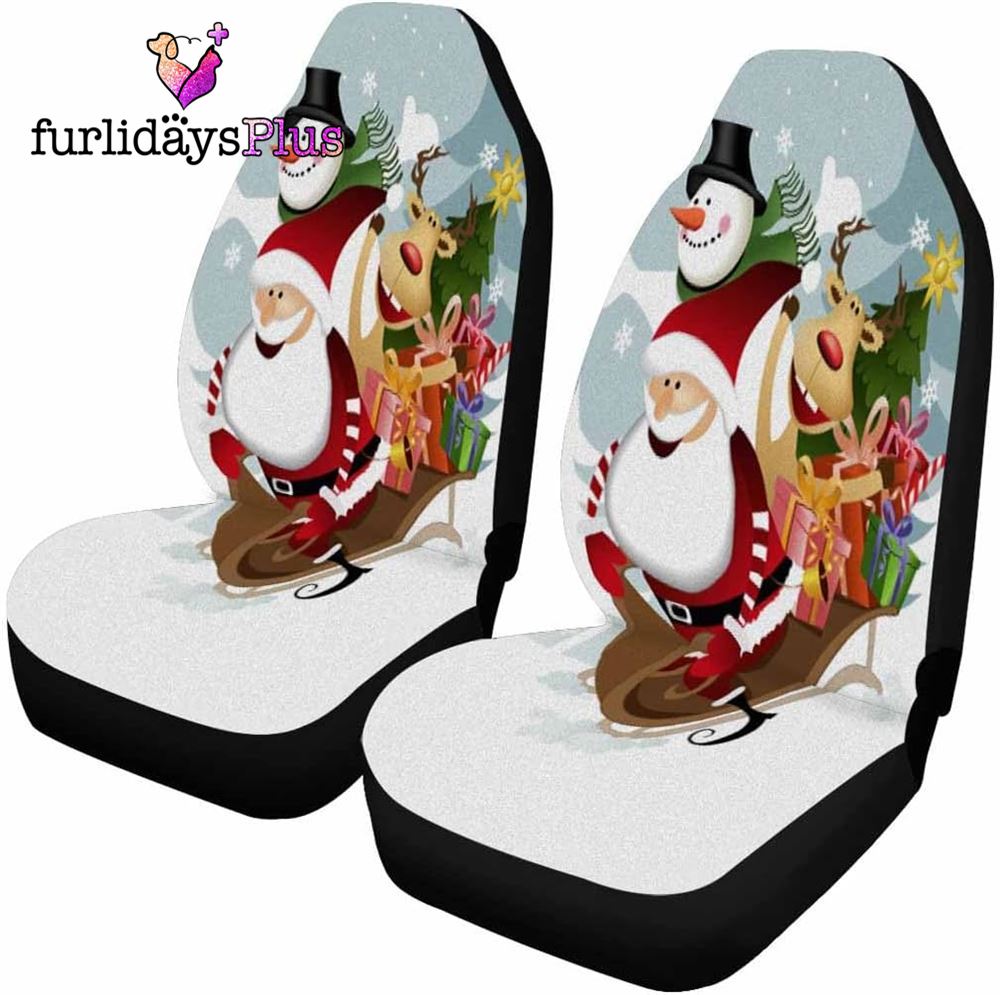 Christmas Car Seat Covers, Santa Claus Snowman And Red Nosed Reindeer Car Seat Covers