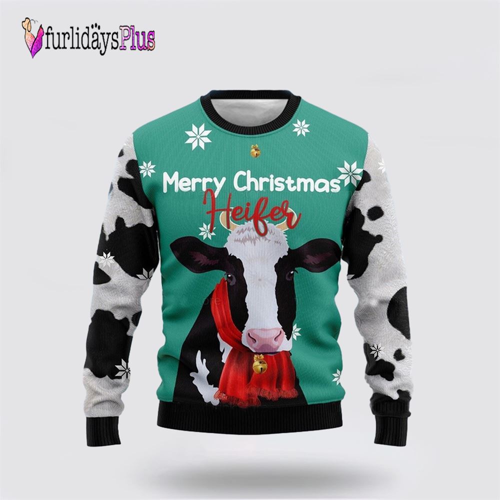 Christmas Day Gift Merry Christmas Heifer Ugly Sweater, Sweater Gifts For Pet Lover