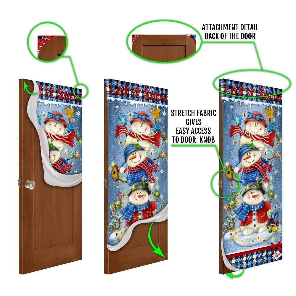 Christmas Door Cover, Banner Home Decor Let It Snow Door Cover, Snowman Christmas Door Cover, Xmas Door Covers