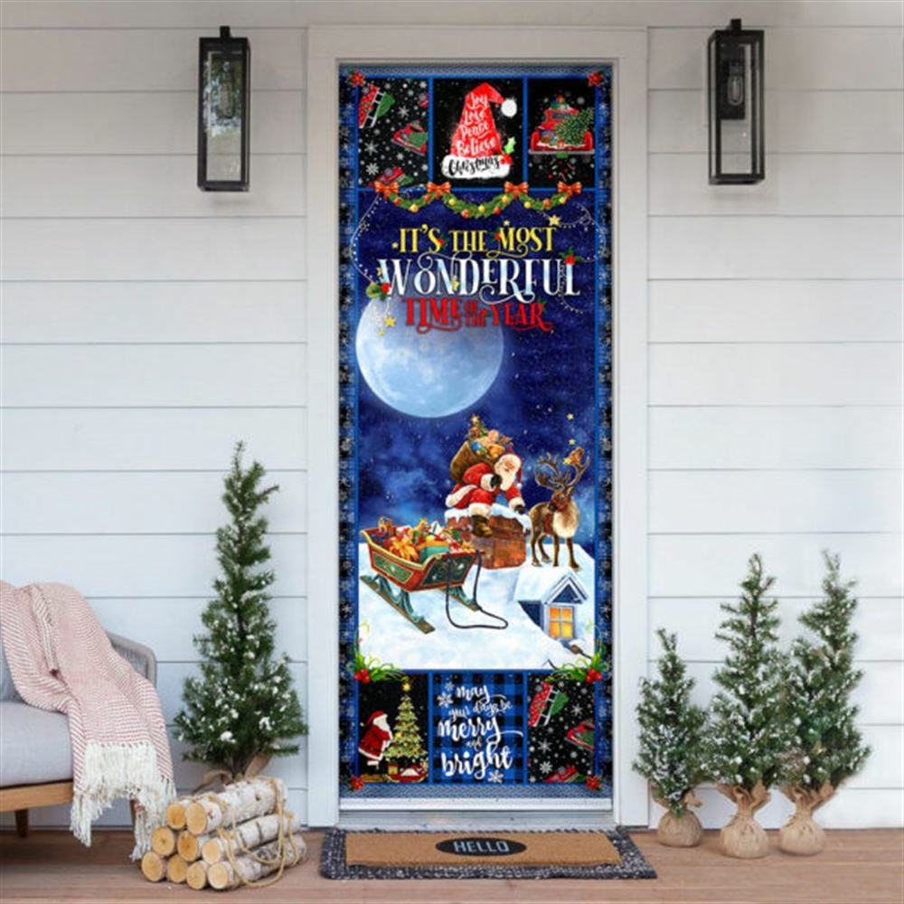 Christmas Door Cover, Christmas Door Cover It's The Most Wonderful Time Of The Year, Xmas Door Covers