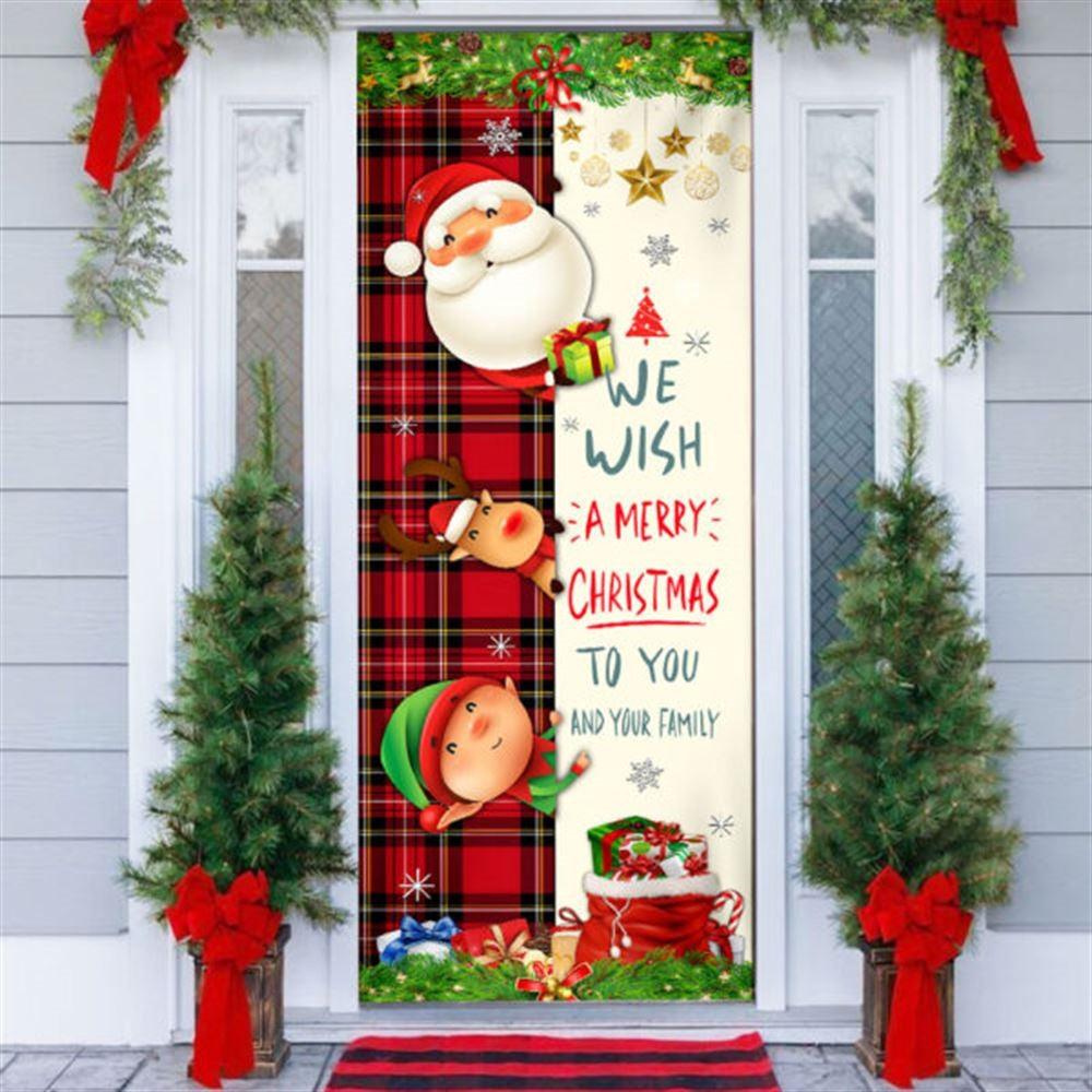 Christmas Door Cover, Christmas Door Cover We Wish You A Merry Christmas To You And Your Family, Xmas Door Covers