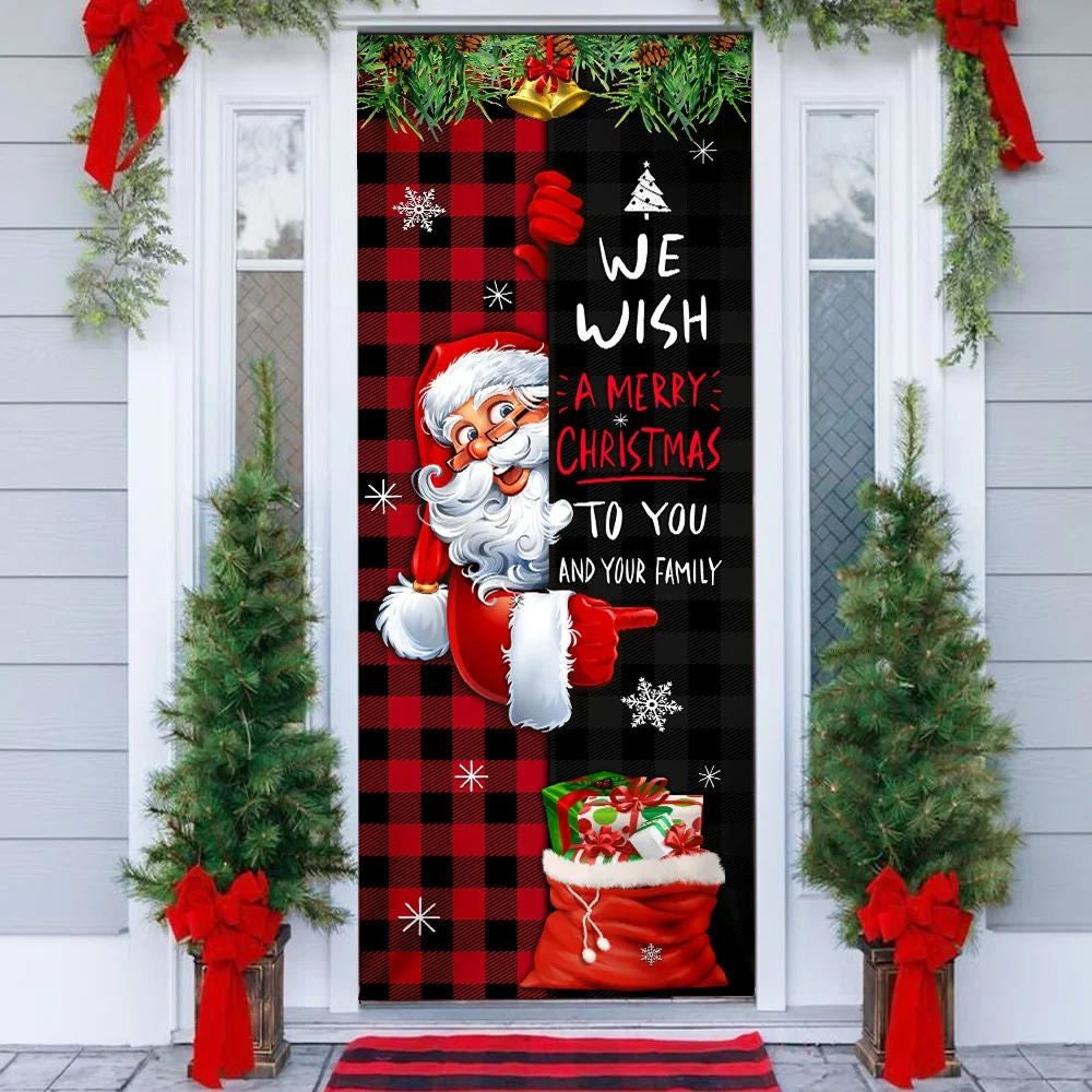 Christmas Door Cover, Christmas We Wish You A Merry Christmas To You And Your Family Door Cover, Xmas Door Covers