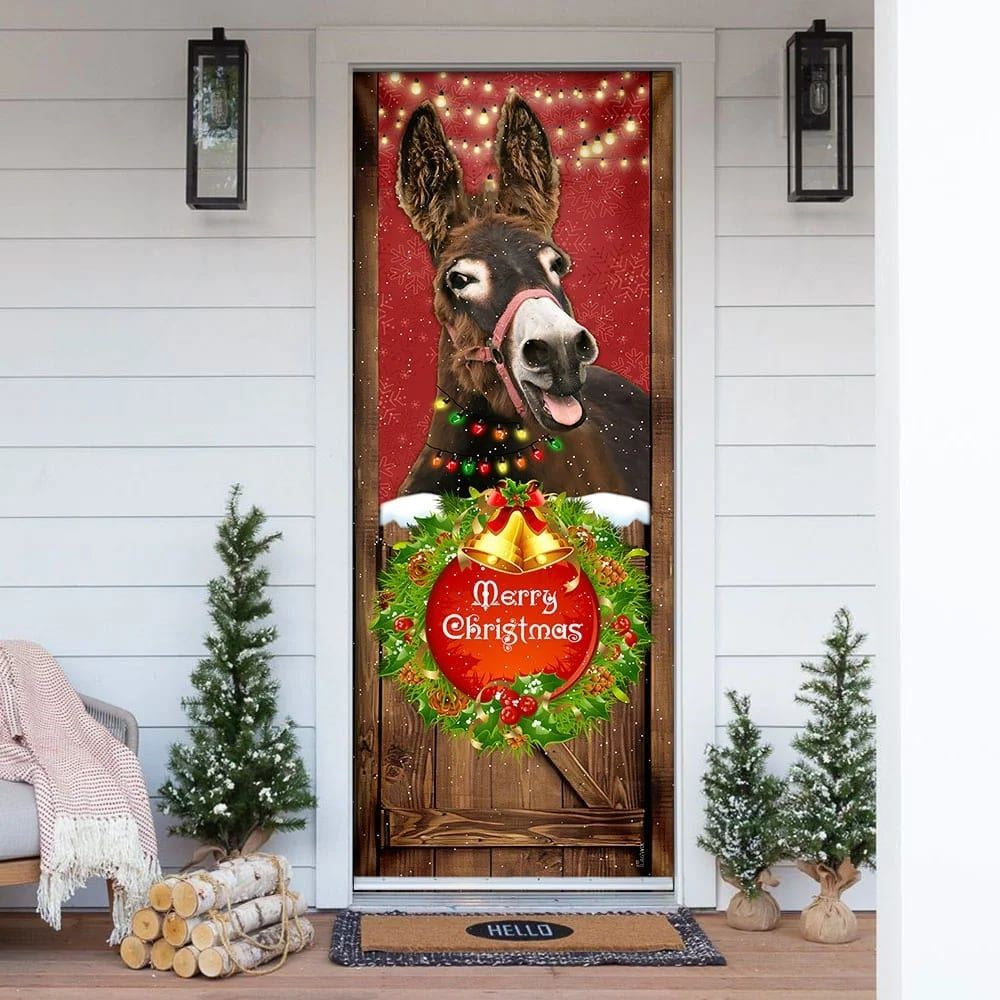 Christmas Door Cover, Donkey Smile Christmas Door Cover, Merry Christmas Door Cover, Xmas Door Covers