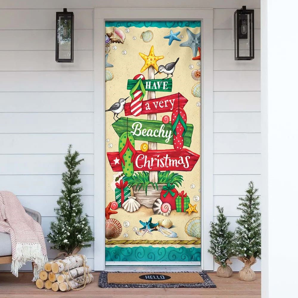 Christmas Door Cover, Have A Very Beachy Christmas Door Cover, Xmas Door Covers