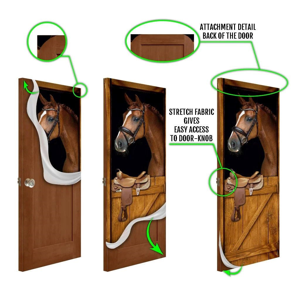 Christmas Door Cover, Horse In Stable Door Cover, Unique Gifts Doorcover, Christmas Gift For Friends, Xmas Door Covers
