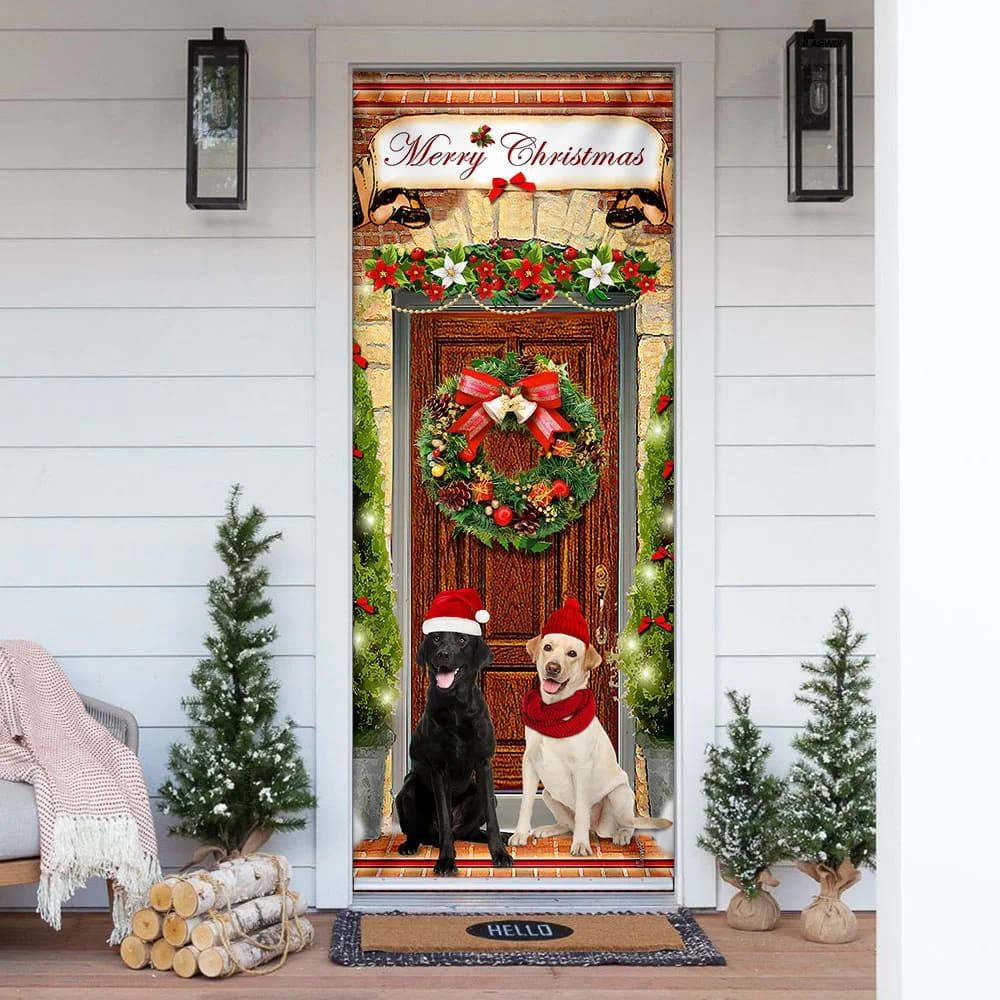 Christmas Door Cover, Labrador Retriever Christmas Door Cover, Xmas Door Covers