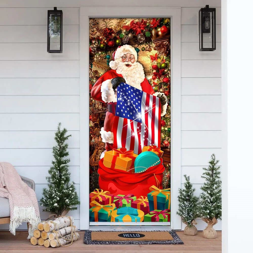 Christmas Door Cover, Santa Laughing Door Cover, American Christmas Door Cover, Xmas Door Covers
