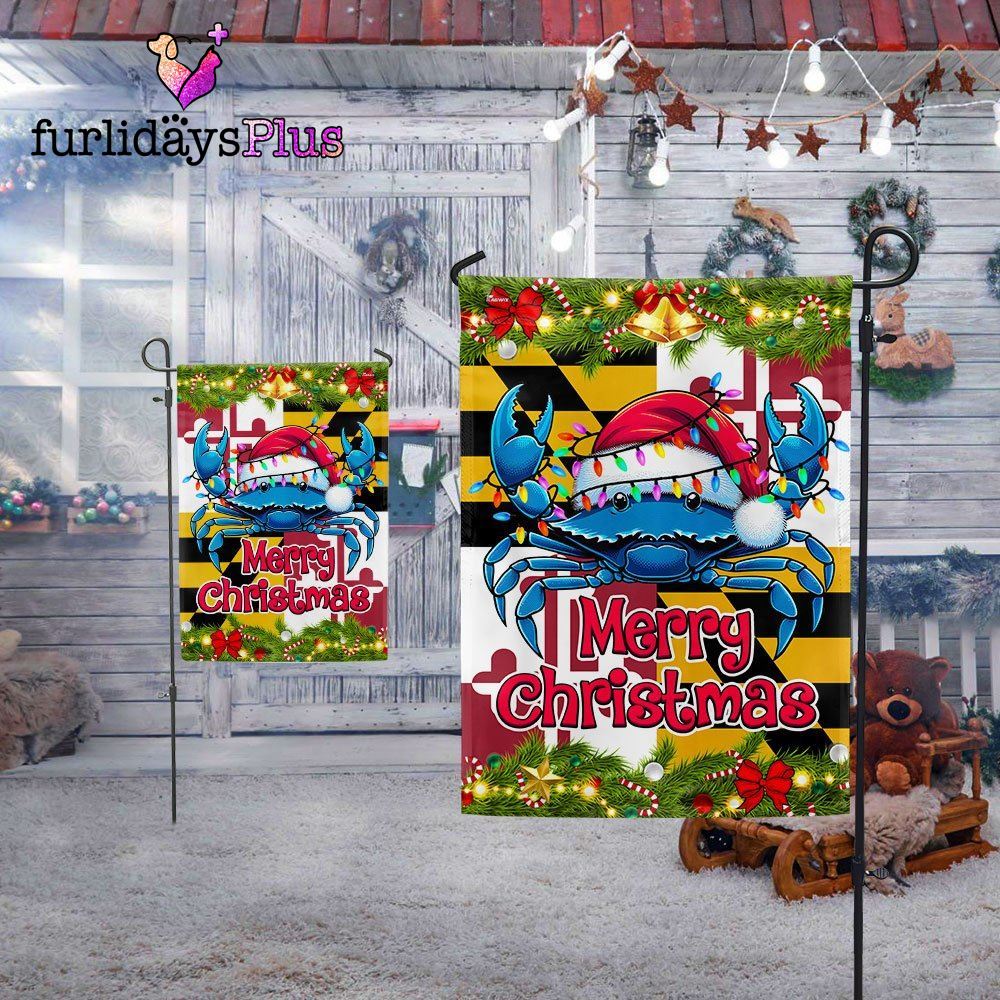 Christmas Flag, Blue Crab Merry Christmas Maryland Flag