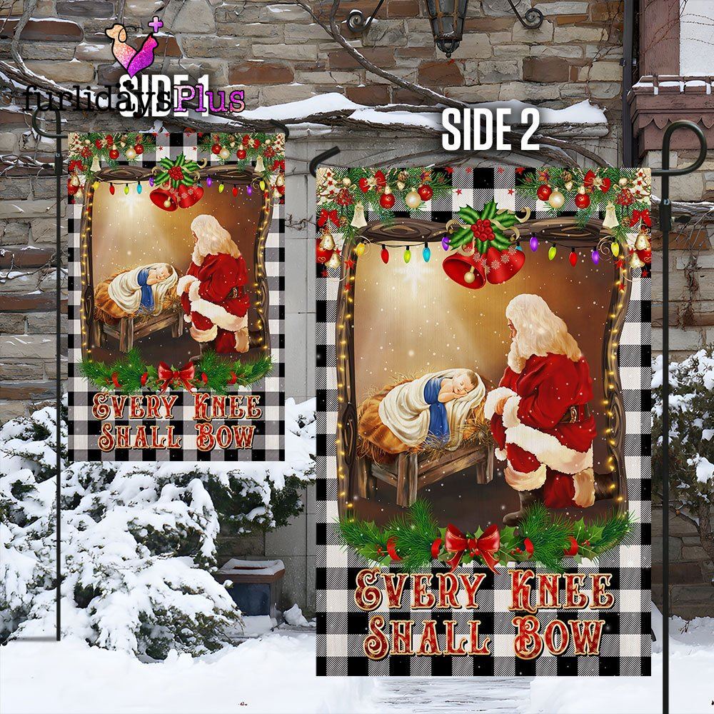 Christmas Flag, Christian Christmas Santa Claus Every Knee Shall Bow Flag