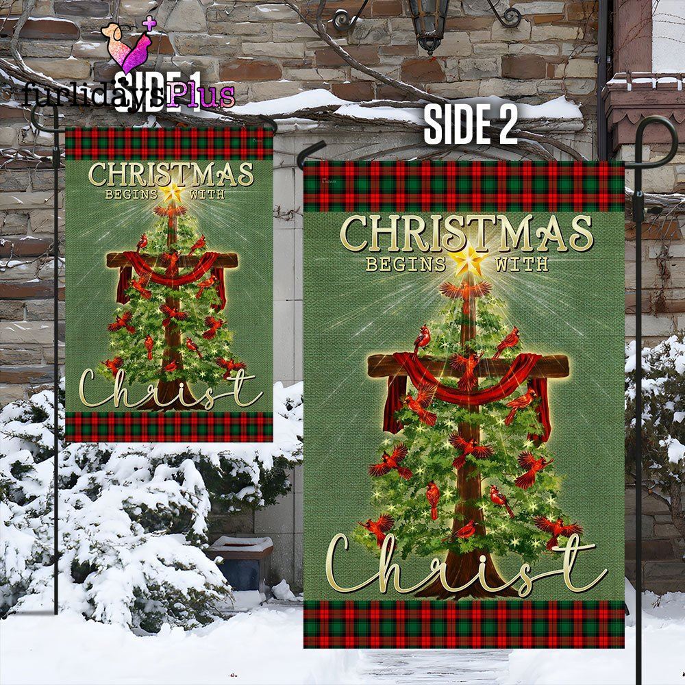 Christmas Flag, Christmas Begins With Christ Flag, Christmas Outdoor Decoration, Christmas Flag Outdoor Decoration