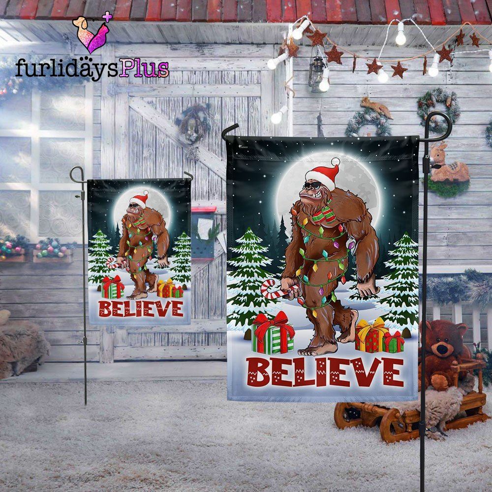 Christmas Flag, Christmas Bigfoot Flag Believe