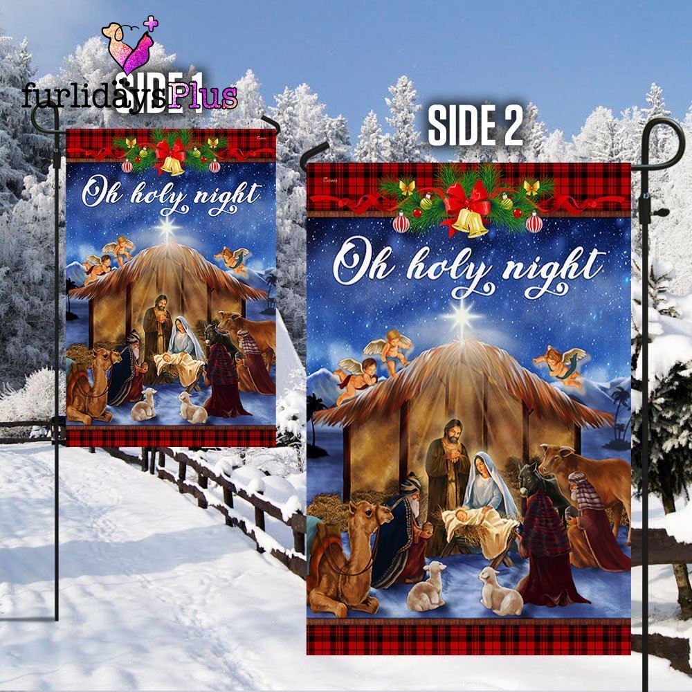 Christmas Flag, Christmas Flag Nativity Scene Oh Holy Night Jesus Was Born, Christmas Flag Outdoor Decoration