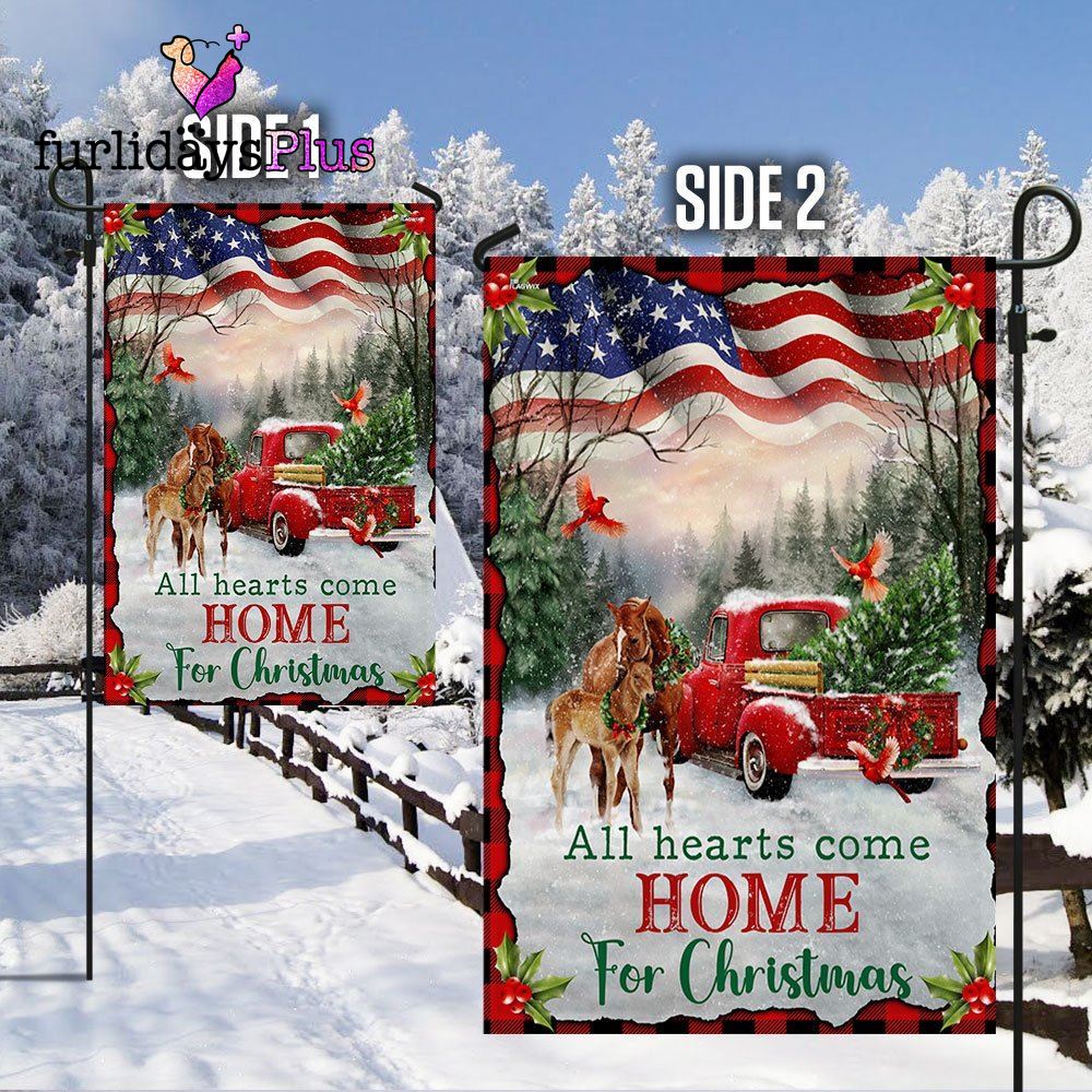 Christmas Flag, Christmas Horse All Hearts Come Home For Christmas Flag