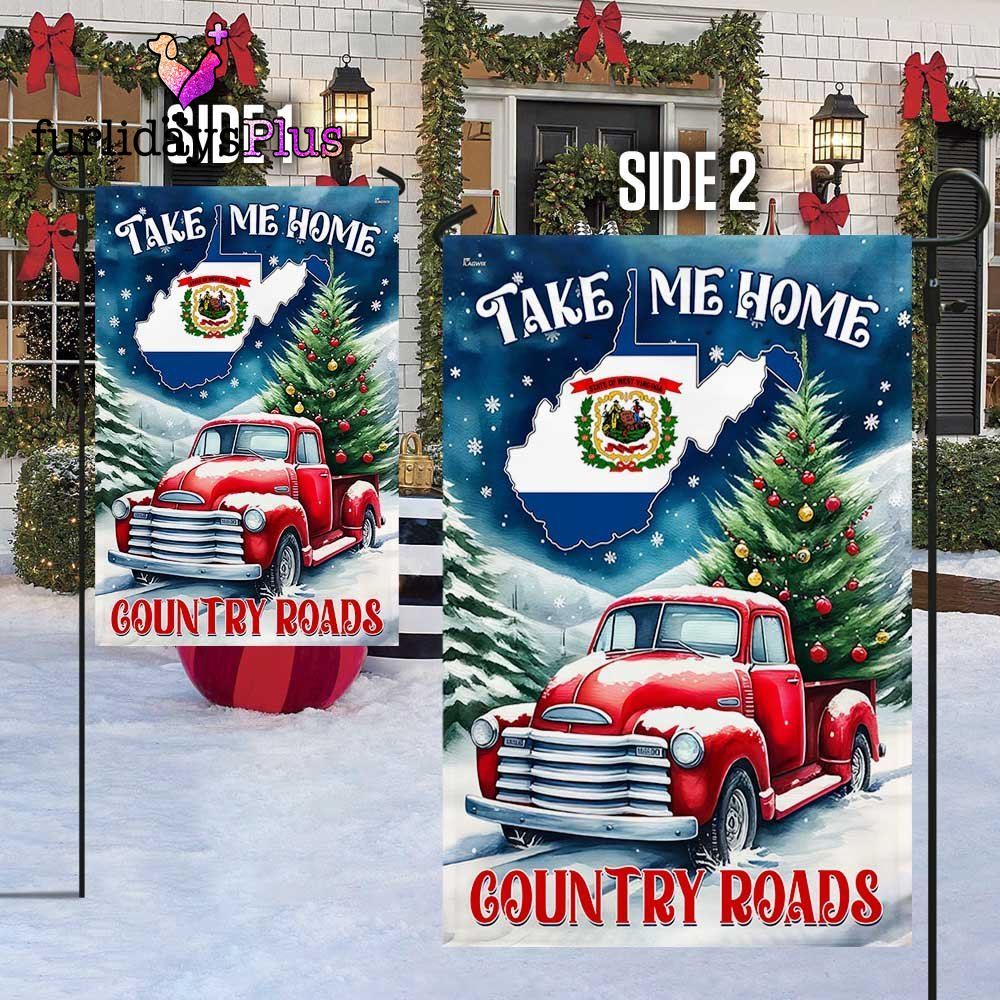 Christmas Flag, Christmas Take Me Home Country Roads 2 West Virginia Flag