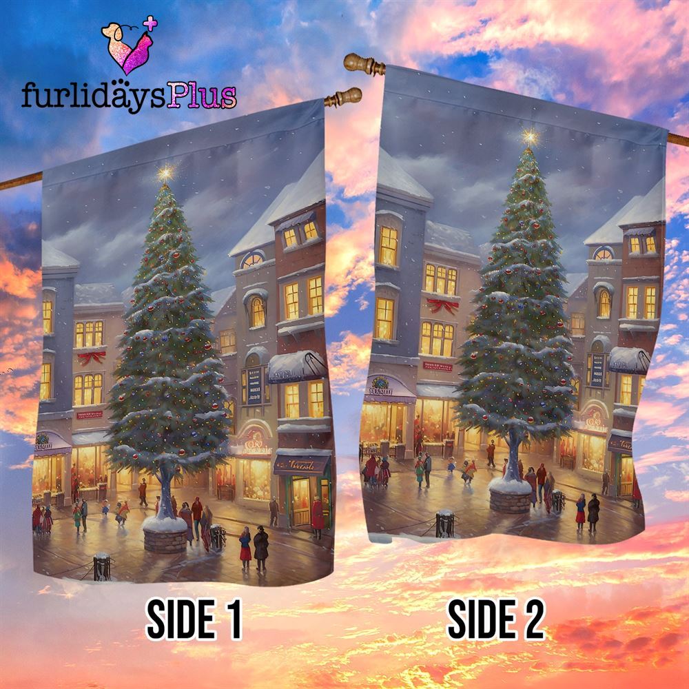 Christmas Flag, Christmas Tree Between Apartments Christmas Tree Xmas Garden Flag