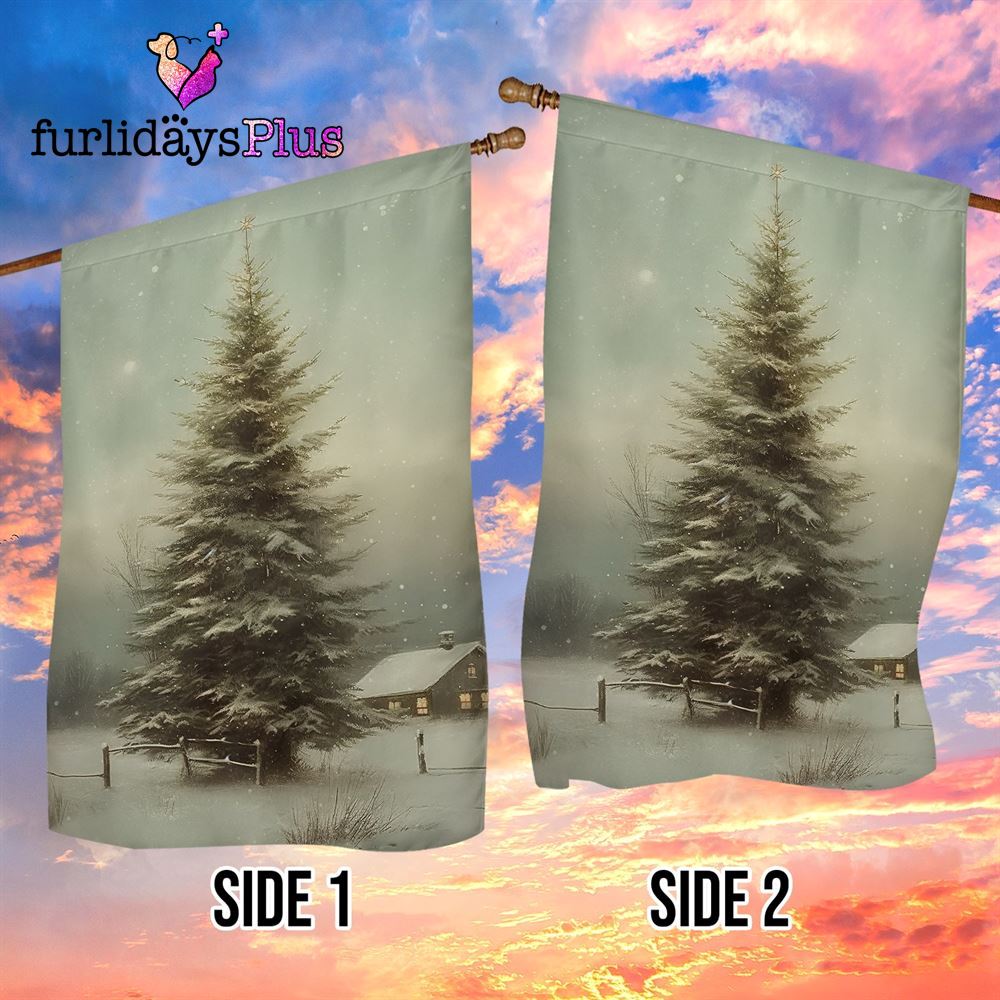Christmas Flag, Christmas Tree In The Forest Winter Christmas Tree Garden Flag
