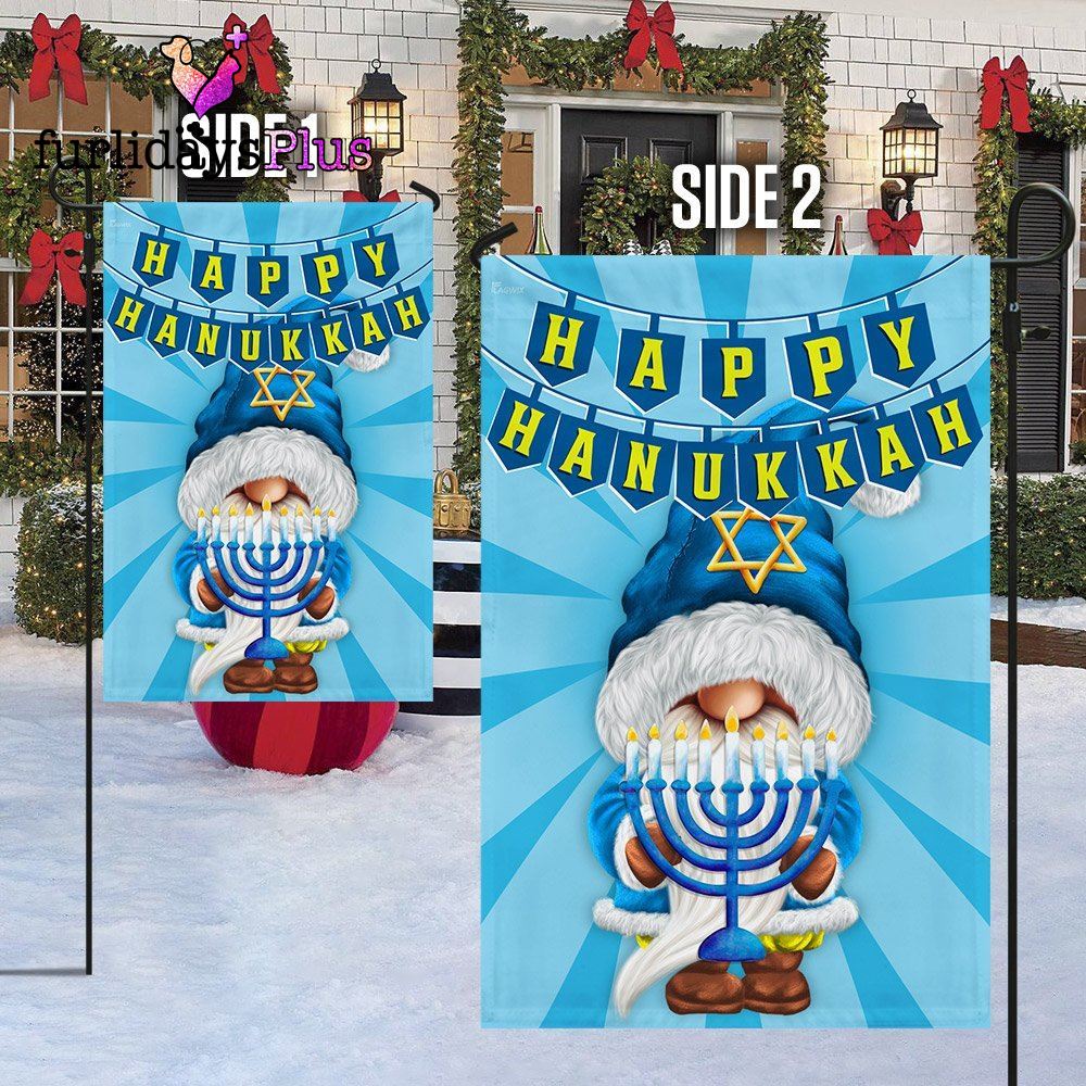 Christmas Flag, Happy Hanukkah Gnome Flag