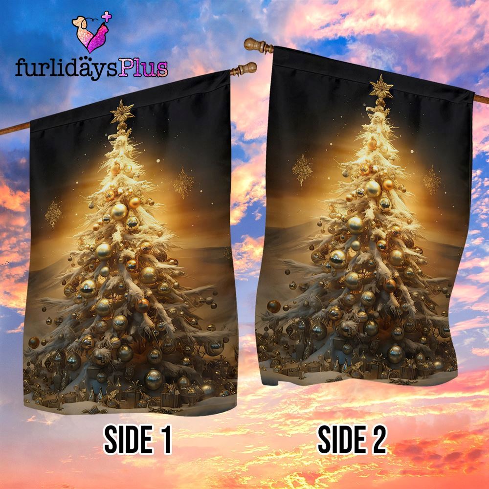 Christmas Flag, Radiance Of The Festive Tree Balls Xmas Garden Flag