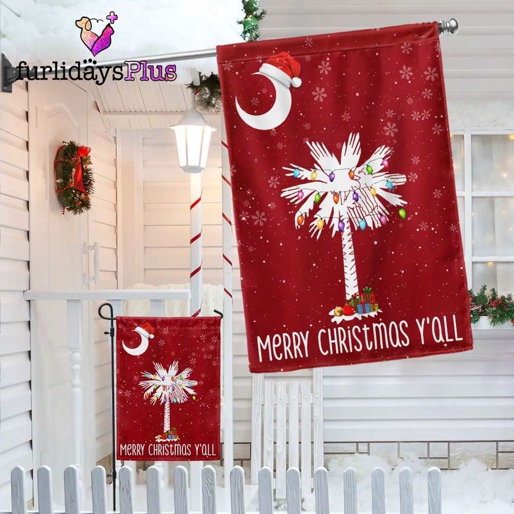 Christmas Flag, South Carolina Christmas Flag Sabal Palmetto With Light