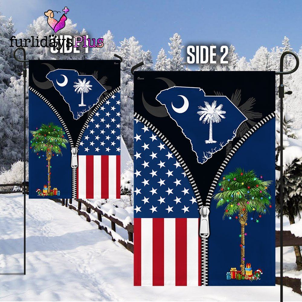 Christmas Flag, South Carolina Palm Tree Christmas American Flag