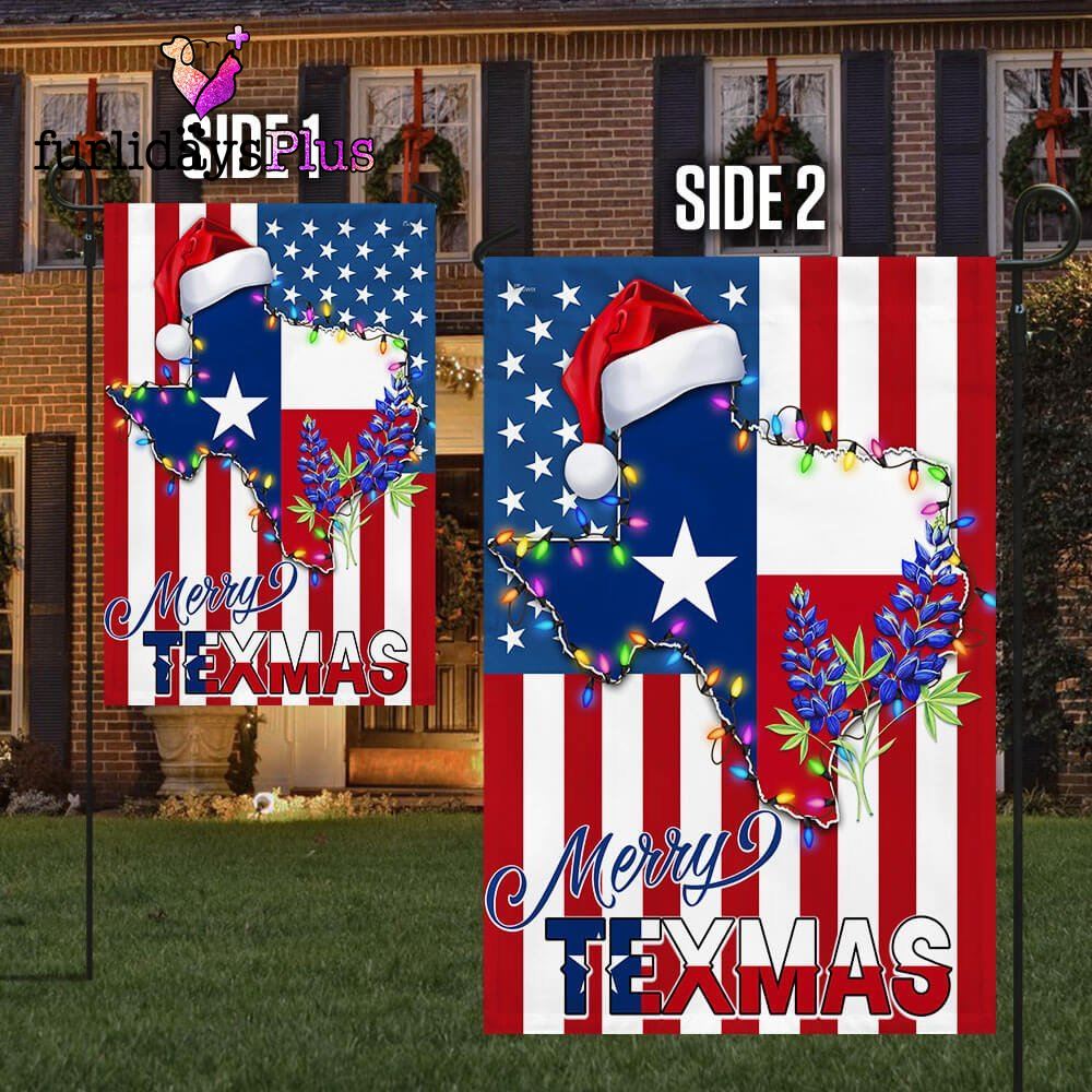Christmas Flag, Texas Christmas State Merry Texmas Bluebonnet American Flag