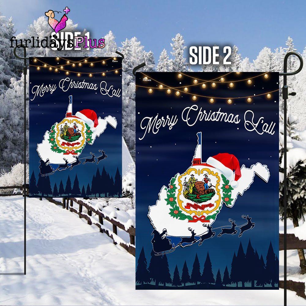 Christmas Flag, West Virginia State Merry Christmas Y'all Flag